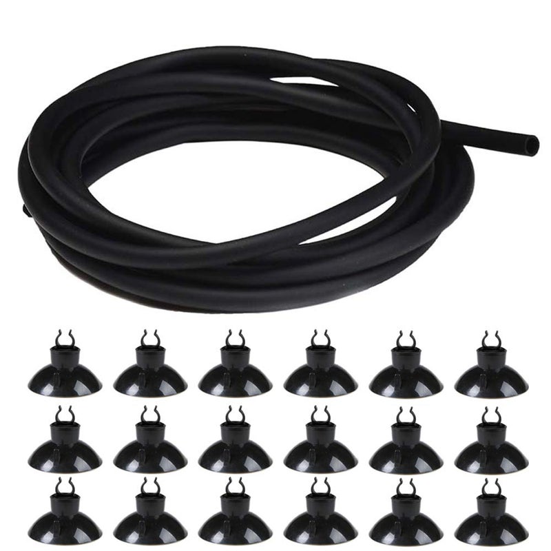 JIH 25 Feet Standard Airline Tubing Black with Suction Cups for Aquariums,Terrariums - Image 1